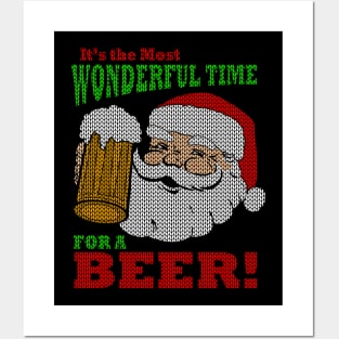 Funny Beer Ugly Christmas Sweater Most Wonderful Time for a Beer Posters and Art